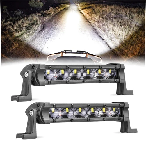 ACEC SHOP 6 Inch LED Light Bar, 2PCS 60W Single Row LED Light Bar Spot LED Pods Off Road Lights Driving Lights LED Fog Lights Slim LED Light Bar for Truck Pickup SUV UTV ATV Motorcycle Dirt Bike Boat