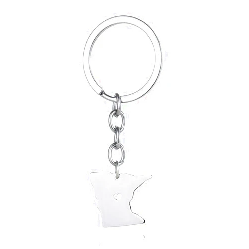 Meiligo Hollow Heart Dog Tag Personality Dainty Map Key Chain Jewelry United States Map Tag Key Chain