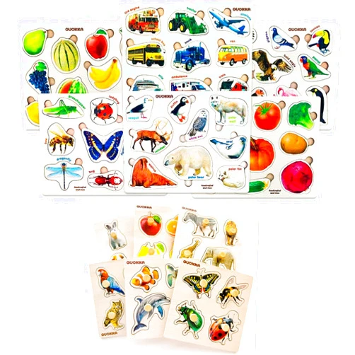 QUOKKA Multipack of 12 Kids Pegged Puzzles for Boys and Girls