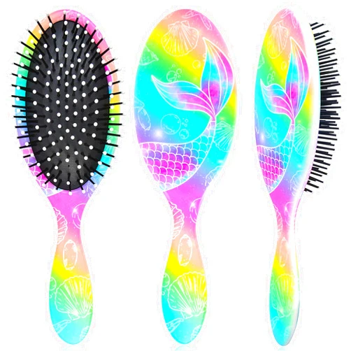 OlyPegic Kids Hair Brush Girls, Toddler Wet Dry Detangling Hair Brush for Curly Thick Hair Pain-Free Comb Girls Kids Women Unicorn Mermaid