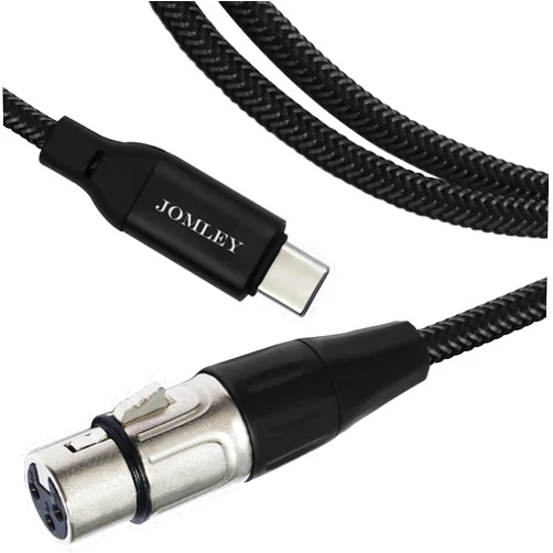 JOMLEY USB C to XLR Cable, USB Type C to XLR Female Microphone Cable, Plug and Play Mic Link Studio Cable for Audio Recording, Karaoke, Live Podcast-10 ft/3m