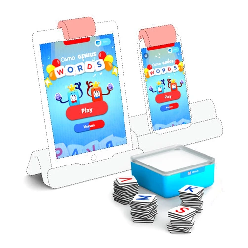 Osmo - Genius Words for iPhone, iPad & Fire Tablet - Ages 6-10 - Interactive Letter Recognition,Phonics,Sight Words & Spelling - Educational Learning Games - STEM Toy - Boy & Girl (Osmo Base Required)