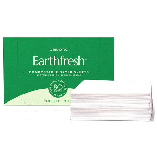 Cleanomic Earthfresh Fabric Softener Sheets Dryer Sheets, Softens & Removes Static Cling, Vegan Laundry Softener With Essential Oils -Fragrance Free
