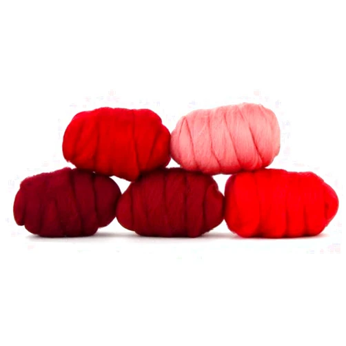 Revolution Fibers | Mixed Merino Wool Variety Pack - Wondrous Reds | Perfect Wool Roving for Spinning, Rolags, Needle Felting, Wet Felting, Tapestry, Weaving and Crafting