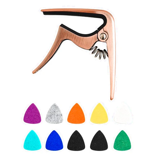 Donux Ukulele Capo for Soprano, Concert, Tenor, Baritone Ukulele with felt picks (Copper)