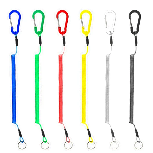 Sliverdew Retractable Wire Key Lanyard, 6 PCS Heavy Duty Steel Wire Coiled Cable with Aluminium Alloy Clip Kayak Fishing Gear and Equipment Fishing Lanyard Clips Safety Tool Lanyard for Keys Pliers Boating