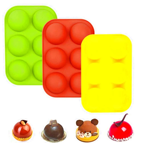 Leyespot Hot Cocoa Bomb Mold Hot Chocolate Bomb Mold Small Half Dome Semi Sphere Silicone Mold Cocoa Bombs 6 Holes Candy Mold Round Hot Chocolate Bomb Chocolate Mold Ball for Hot Chocolate 3 pcs