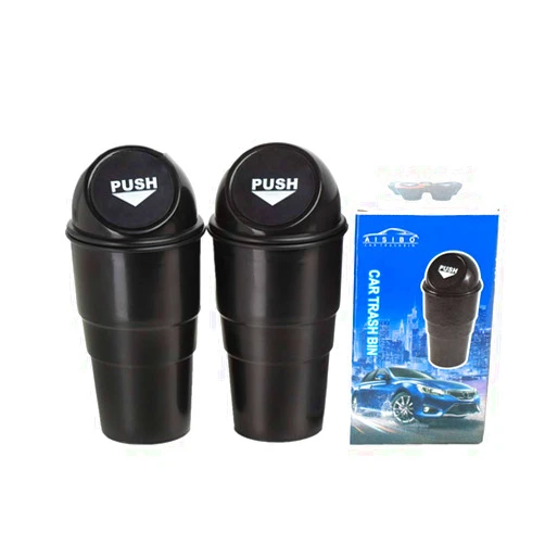 AISIBO Automotive Cup Holder Trash Can, Auto Mini Car Garbage Can Vehicle Rubbish Bins with Lid for Car Office Home Bedroom (2 Pack, Black)