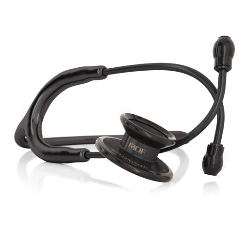 MDF Instruments, MD One Stainless Steel Stethoscope, Adult, Black Tube, Black Chestpieces-Headset, MDF777BO