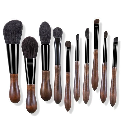 EVRCHGIEA Natural Goat Hair Make up Brushes Set Professional, Makeup Artists' Premium Beauty Real Soft Makeup Brushes, Ultra Natural Bristle Cosmetic Brushes, Portable Small Travel Natural Makeup Brushes