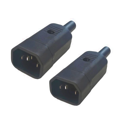 LANZMFG 15A 250V UL IEC C14 Connector Plug 2Pack (Straight Male C14, Black)