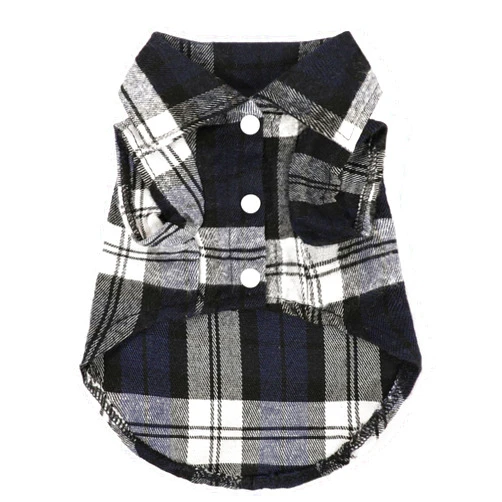 Generic Dog Shirts with Polo Plaid Design, Button Closed Puppy Clothes for Small Dogs, Breathable,Lightweight & Soft Pet T Shirts for Extra Small Dogs Cats Boy Girl Spring Summer(Navy Blue, XXS)