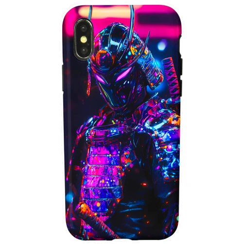 Modern Aesthetic Design Studio iPhone X/XS Futuristic Ghost Samurai Japanese Cyberpunk Warrior Pattern Case
