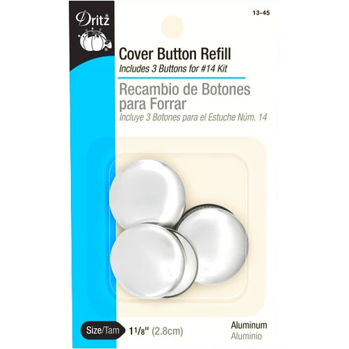Dritz 13-45 Cover Button Refill for # 14 Kits, Size 45 - 1-1/8-Inch, 3-Sets, Nickel
