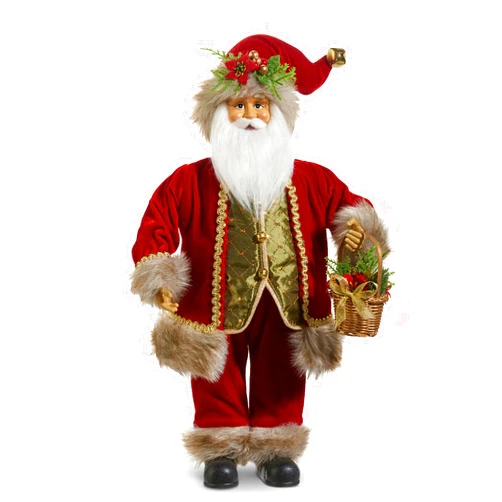 Raz Imports Country Santa with Basket, 18-inch Height, Tabletop, Home Décor