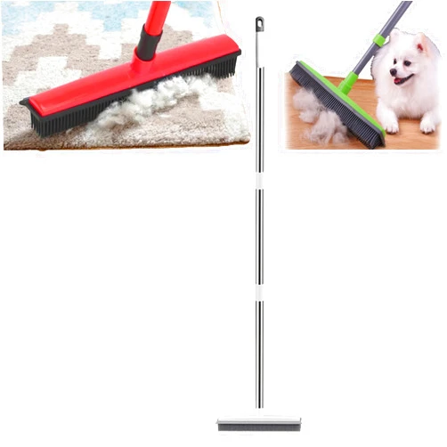 YSIRFD Broomwiz - Broomwiz Pet Hair Removal, 2 in 1 Broomwiz Fur Removal Broom, Rubber Broom for Pet Hair on Carpet, Can Scraped or Swept, Easy to Clean (Silver)