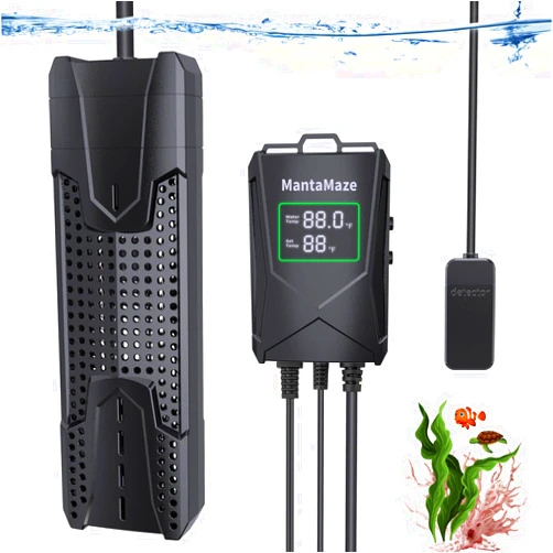 MantaMaze Aquarium Heater, 300W/500W/800W/1000W Submersible Fish Tank Heater with Intelligent Leaving Water Automatica Stop Heating and Overheating Protection, for Freshwater & Saltwater