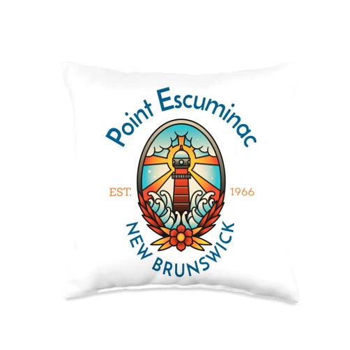 YO MINUS Point Escuminac Lighthouse New Brunswick Throw Pillow
