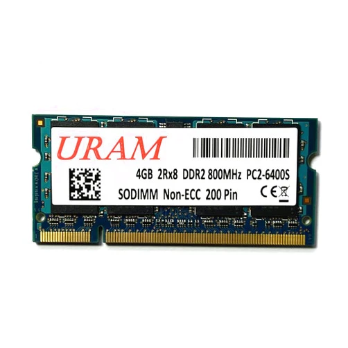 URAM 4GB(Single) DDR2 800MHz PC2-6400 PC2-6300 SODIMM 1.8V CL6 200-Pin Non-ECC Unbuffered Laptop RAM Memory Upgrade Module, Blue