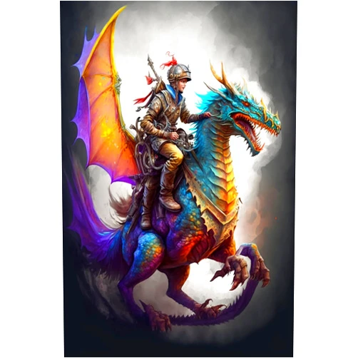 Spesdke Diamond Painting Colorful Dragons and Soldiers Diamond Painting Kits for Adults 5D Full Diamonds Paste by Number, Perfect for Laying Out Autumn Cottage Home Decor Farmhouse Decor 8x12inch