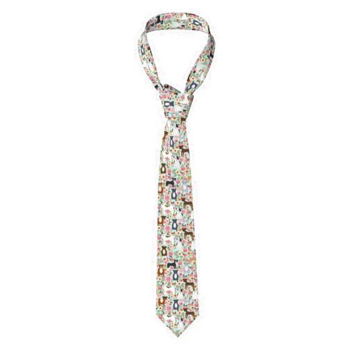 Xsovgoi Men'S Necktie Novelty Customised Neck Ties Gift For Men (Bernese Mountain Dog Floral Flower Pattern Design)