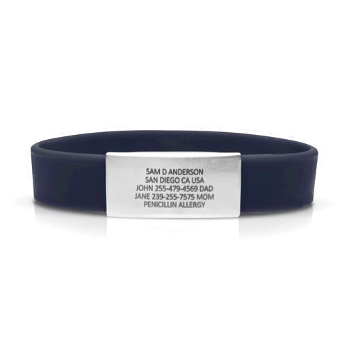BRECK iD SPRINT Medical Alert Bracelet for Men & Women - Stretchably Stylish Emergency Medical ID Silicone Bracelet - Medical Information for Athletes, Travelers & Seniors