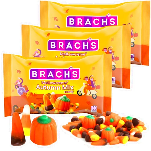 SWEETSIDE CANDY CO. Mellowcreme Autumn Mix Candy, 3 Bags of Halloween Candy Bulk 11oz Each, Ideal Mellowcreme Candy as a Sweet Treat for Family and Friends, Perfect Candy Corn Variety Pack for Autumn Celebrations