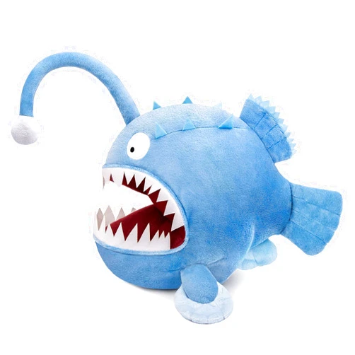 Lilizzhoumax Luminous Anglerfish Stuffed Animal,Realistic Fish Plush,Super Soft Monkfish Plush, Luminous Plush, Girl Toys,Gift for Kids(Blue 10 inch)