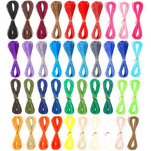 Phinicco 400m 40 Colors 1mm Waxed Polyester Cord Bracelet Cord Wax Coated String for Bracelets Waxed Thread for Jewelry Making Waxed String for Bracelet Making 10m for Each Color