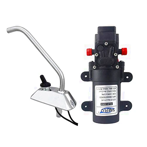 SAILFLO 12v Water Pressure Diaphragm Pump 4.3 L/min 1.1 GPM 35 PSI with 360°Spin Faucet/Tap - Caravan RV Marine Boat