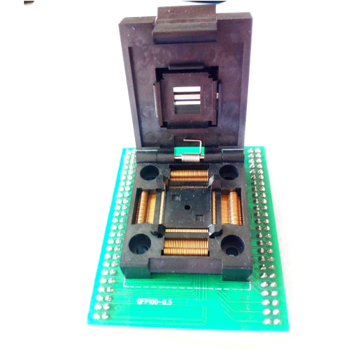 ALLSOCKET QFP100-14x14-0.5mm with PCB Adapter,ALLSOCKET QFP100 to DIP100 Testing Socket Clamshell Soldering Version OTQ-100-0.5-09 Programming Adapter 0.5mm Pitch 14X14mm IC