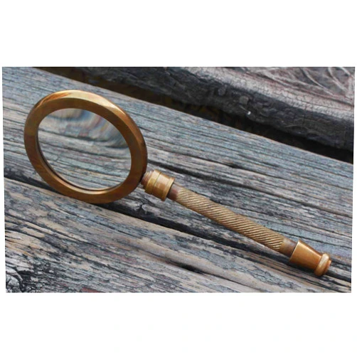 ROORKEE INSTRUMENTS (INDIA) A NAUTICAL REPRODUCTION HOUSE RII Magnifying Glass with Brass Handle, Handheld Magnifying Glass Lens, Antique Magnifier, Reading, Inspection, Coin & Stamp Inspection, Astrologer, Low Sight Elderly, Collectible Décor Gift 2.75