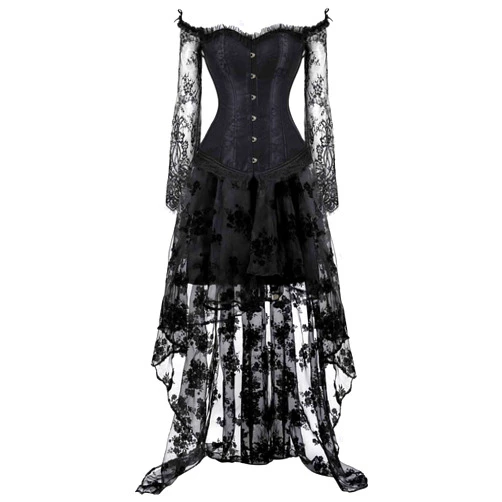 Kranchungel Corset Dress Halloween Costumes: Women Steampunk Corset Skirt Renaissance Corset Dress Burlesque for Themed Party