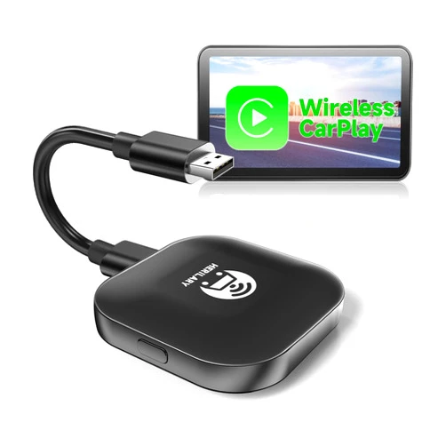 HESHS Wireless CarPlay Adapter for Apple, CarPlay Wireless Adapter for iPhone, iOS 10+, Plug & Play, 5.8GHz WiFi, Faster Connect, Convert Wired to Wireless