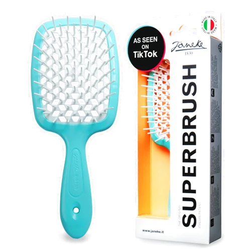 Jäneke Janeke Original Patented Superbrush Detangler Brush Anti-static Hairbrush Easy For Wet or Dry Use Flexible with Nylon Bristle Great for All Hair Types - Long Thick Curly (Tiffany)