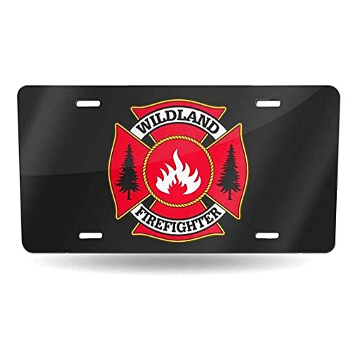 MOHUI Wildland Firefighter Maltese Cross Very Small Reflective License Plate Frames for Car Decoration 6 Inch X 12 Inch