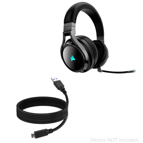 BoxWave Cable Compatible with Corsair Virtuoso RGB Wireless - DirectSync - USB 3.0 A to USB 3.1 Type C, USB C Charge and Sync Cable for Corsair Virtuoso RGB Wireless - 6ft - Black