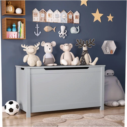 Ankikina Kids Wooden Toy Box/Bench, Wooden Toy Chest, Toy Organizer and Storage for Girls & Boys, Toys Bench Box Playroom Bedroom Living Room (Box/Bench Black)