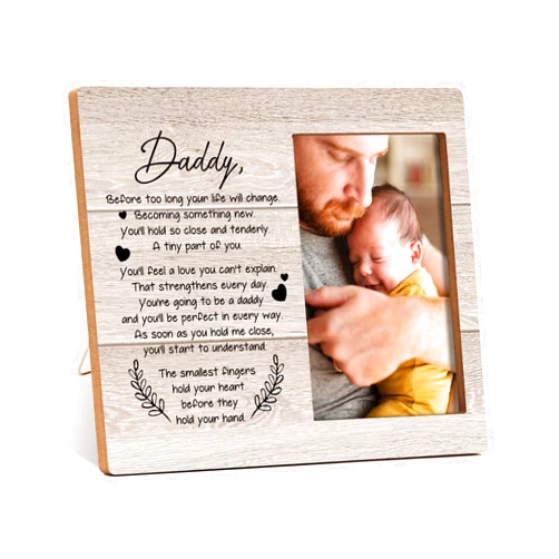 Qiwog New Dad Photo Frame - You're Going To Be A Daddy Pregnancy Announcement Picture Frame - First Time Dad Gifts - Baby Shower Father's Day Gift For New Dad -B11