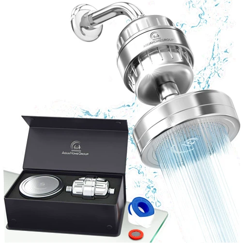 AquaHomeGroup Luxury Filtered Shower Head Set 20+3 Stage Shower Filter for Hard Water Removes Chlorine and Harmful Substances - Showerhead Filter High Output