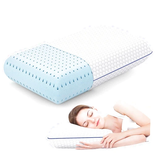 CushyOasis Memory Foam Pillows for Side, Back and Stomach Sleepers, Bed Pillow with Washable Cover and Breathable Mesh, Bed Pillow for Sleeping Standard Size (Grey)