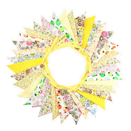 DAFEN 10M/32Ft Triangle Bunting Banner, 36 Pcs Cotton Fabric Flags Pennant Garlands for Birthday Party, Wedding, Baby Shower, Outdoor and Home Decorations (Yellow)