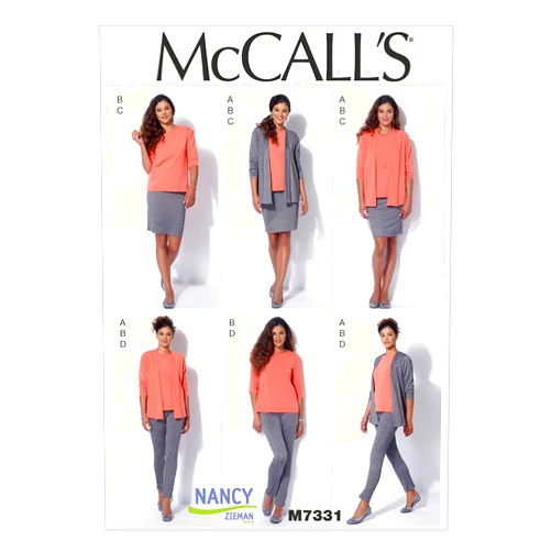 McCall's Patterns M7331 Misses' Jacket, T-Shirt, Pencil Skirt and Leggings, Size A5 (6-8-10-12-14)