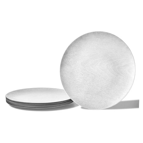 RCZ Décor WOOD EMBOSSED SILVER CHARGER PLATES | Set of 12-13”