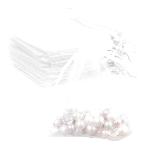 BOEIAC Organza Bags, White Organza Bags, 50Pcs, Sheer Organza Bags 4 x 6 inch, Jewelry Gift Bags, Party Favor Bags with Drawstring, Mesh Gift Pouches Mini Candy Bags for Wedding Valentine's Day Party