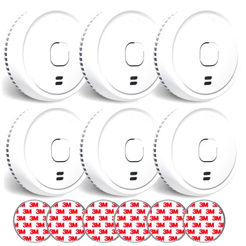 Ecoey Smoke Detector, 10 Year Fire Alarms Smoke Detectors，Smoke Detector Battery Operated with Photoelectric Sensor, Fire Alarm with Low Battery Indicator, Smoke Detectors Used in Home, FJ138, 6 Packs