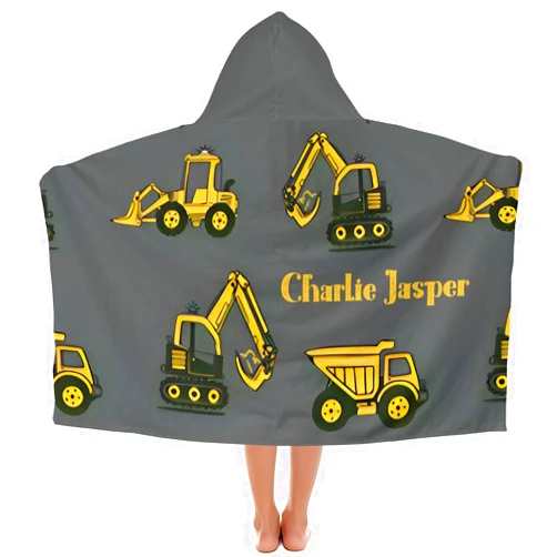 Eiis Unidesign Custom Yellow Truck on Gray Hooded Bath Beach Towel,Oversize 50