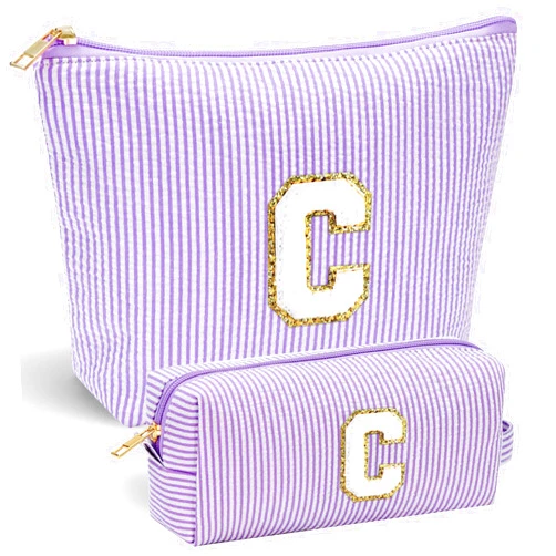 YOOLIFE Bridesmaid Gifts for Wedding Day, Bridesmaid Gifts | Bridesmaid Proposal Gifts Unique Gifts | Preppy Makeup Bag 30th Birthday Gifts for Her | Makeup Organizer Bag Preppy Stuff C- Purple