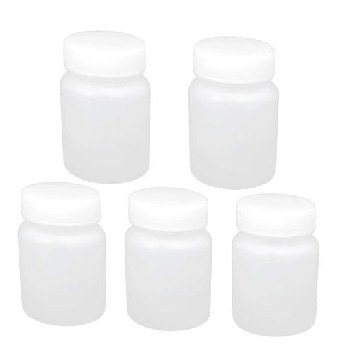 New Lon0167 5pcs 60ml Plastic Wide Mouth Laboratory Reagent Bottle Sample Thicken Bottle Clear(5 stücke 60 ml Kunststoff Weithals Labor Reagenzflasche Probe Verdicken Flasche Klar