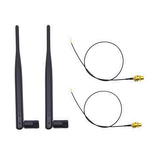 HIGHFINE 2 x 2.4GHz 6dBi Indoor Omni-Directional WiFi Antenna 802.11n/b/g RP-SMA Female Connector + 2 x 20cm/8